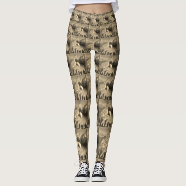 Leggings Créez votre propre Belle Giraffe Elephant imprimé (Devant)