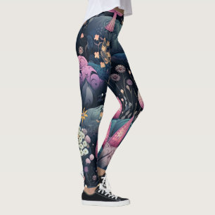 Leggings Créez Votre Propre Forêt Magique Arbres Roses Flor