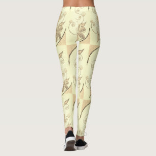 Leggings Créez votre propre motif floral de crème lumineuse
