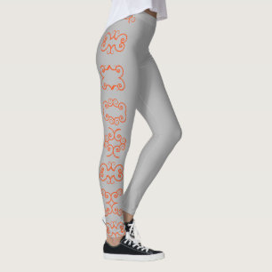 Leggings Créez votre propre vêtement gris floral Motif art