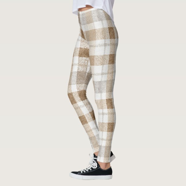 Leggings Crème Brun Gris Rayures (Gauche)
