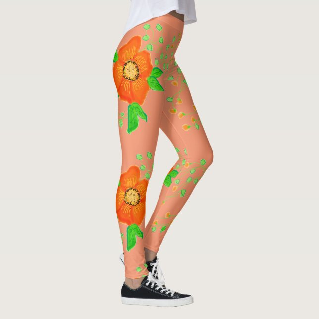 Leggings Crème De Corail Et Orange (Droite)