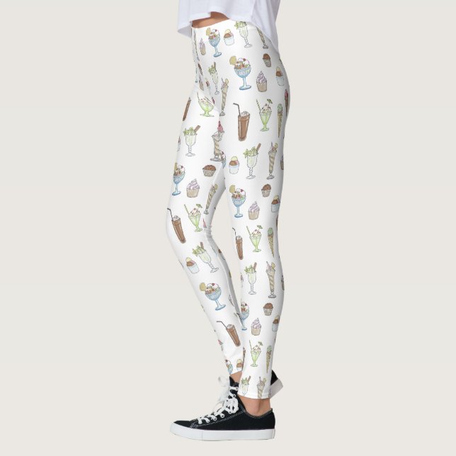 Leggings Crème de glace Sundae Motif blanc (Gauche)