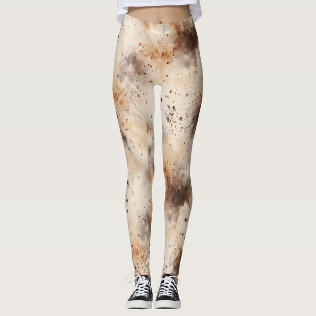 Leggings Crème de pêche Abstraite Brown (Devant)