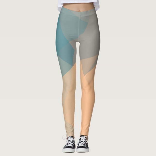 Leggings Crème gris Motif géométrique moderne (Devant)