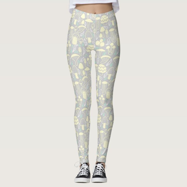 Leggings Crème grise aux champignons (Devant)