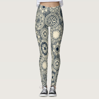 Leggings crème indigo du cirque de mandala