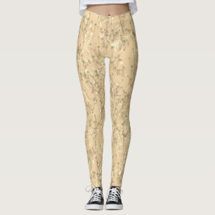 Leggings Crème moderne tendance Motif Fleur sauvage beige