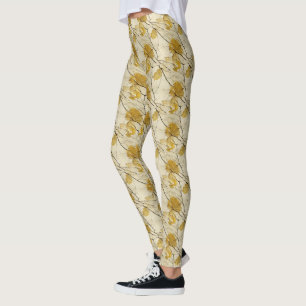 Leggings Crème, noir et or Abstrait