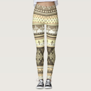 Leggings Crème Tribale Ethnique Tons De La Terre Olive Khak