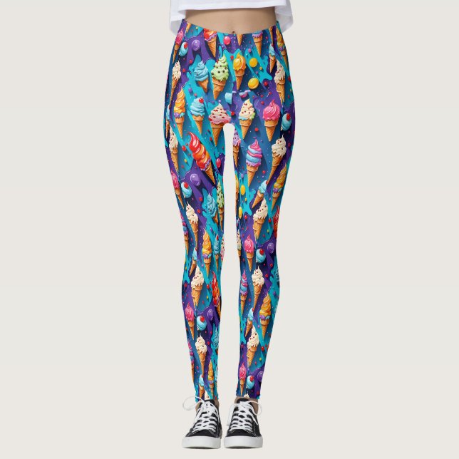 Leggings Crèmes glacées Art coloré (Devant)