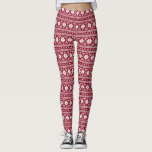 Leggings Crimson Fair Isle<br><div class="desc">Allover imprimer leggings dans un amusant salon de vacances imprimé à l'île. Parfait pour votre prochaine fête de pull de Noël ou juste pour répandre la joie tout l'hiver!</div>