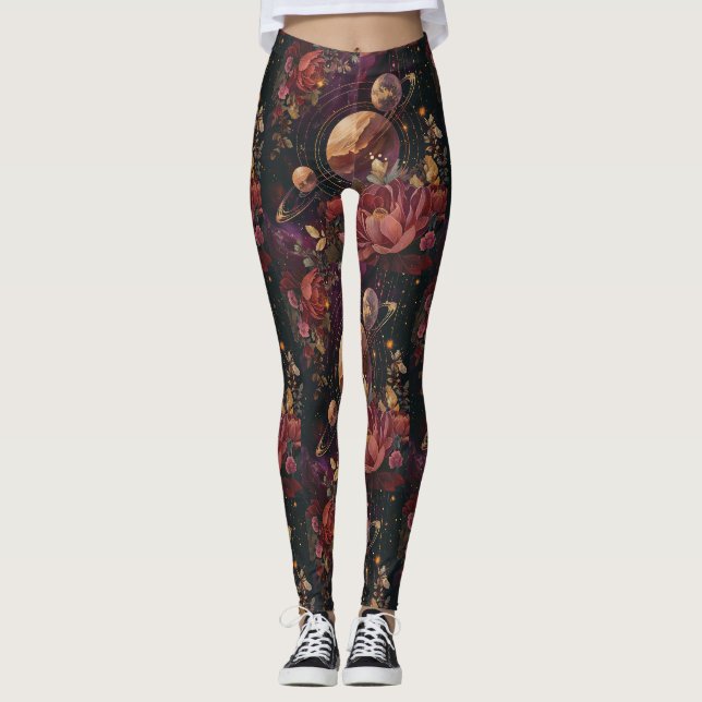 Leggings Cristal de planète violette de nébuleuse céleste (Devant)