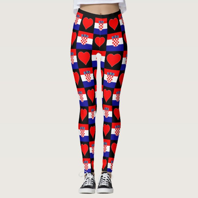 Leggings Croatie Drapeau Coeur Motif mignon Patriotique Cro (Devant)