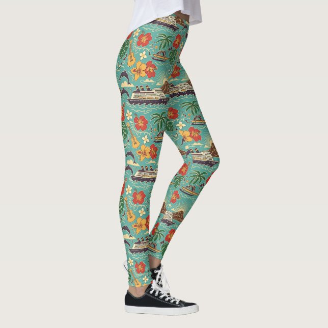 Leggings Croisière à Hawaï Conception de Navire Île Tropica (Droite)
