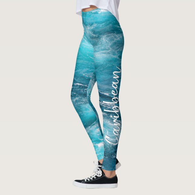 Leggings Croisière des Caraïbes tropicales Turquoise (Gauche)