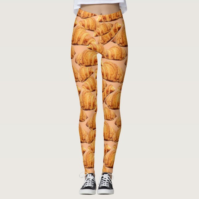 Leggings croissant d'or, motif sans couture de boulangerie. (Devant)