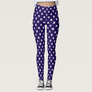 Leggings Croix blanches sur bleu marine