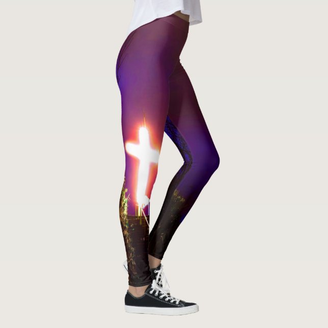 Leggings Croix brillante à la nuit Dieu aime (Droite)