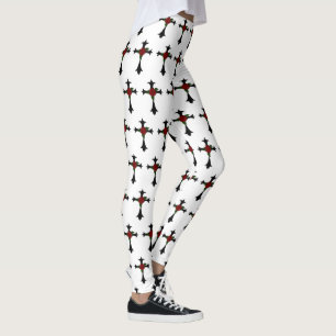 Leggings Croix Noire Et Légendes Roses