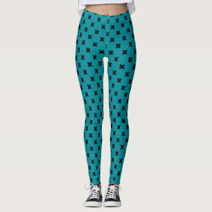 Leggings Croix noire sur turquoise