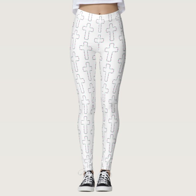 Leggings Croix ornée de fleurs (Devant)