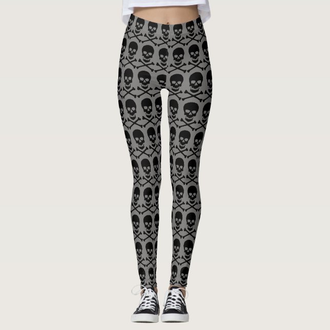 Leggings croix punk rétro & conception du crâne pour leggin (Devant)