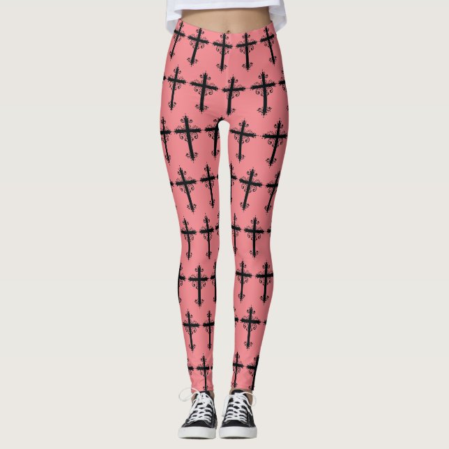 Leggings Croix sculptée décorative de luxe (Devant)