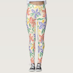 Leggings Croquis de fleur sauvage vintage (8)