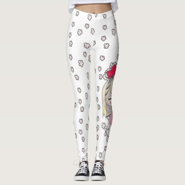 Leggings Croquis floraux et chibi malade d'amour avec (Devant)