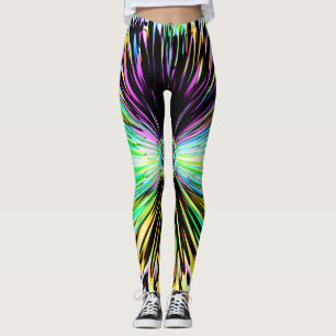 Leggings Croquis psychédélique coloré d'une fleur 2