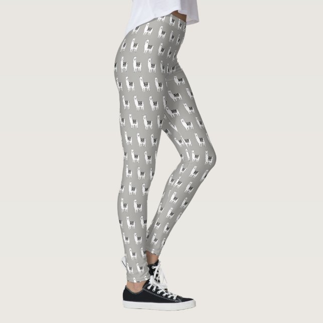 Leggings Croquis tendance de lama blanche (Droite)