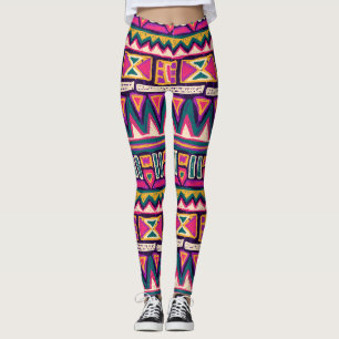 Leggings Croquis tribaux : motif aztèque dessiné à la main.