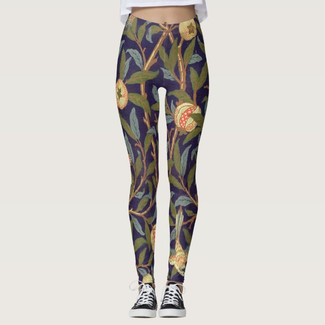 Leggings Cru d'oiseau et de grenade de William Morris (Devant)