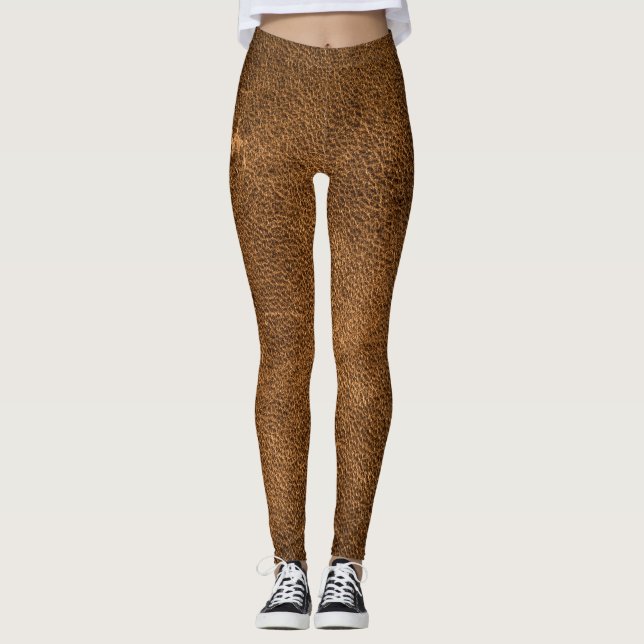 Leggings Cuir Brown vieilli : Texture classique (Devant)