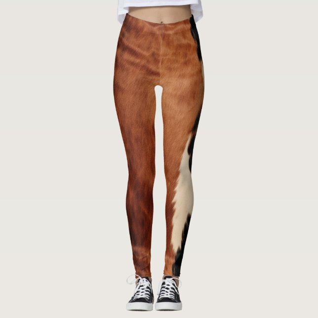 Leggings Cuir de vache faux marron noir Sud-Ouest (Devant)