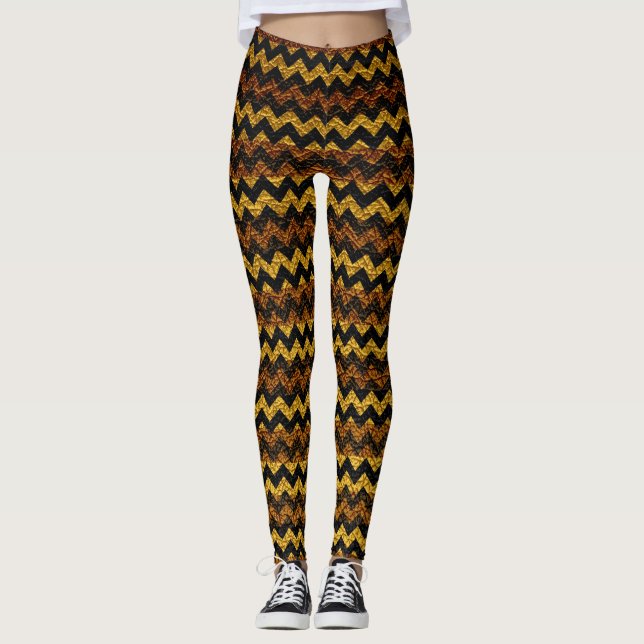 Leggings Cuir moderne Brown Chevron (Devant)