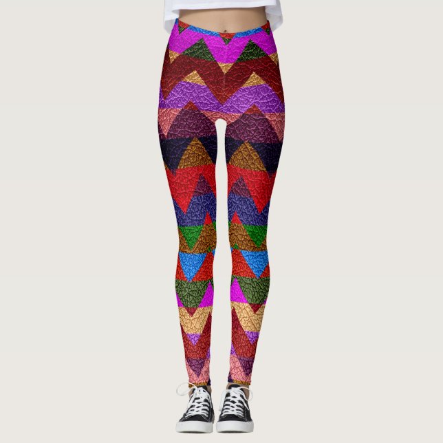 Leggings Cuir moderne Chevron coloré #12 (Devant)