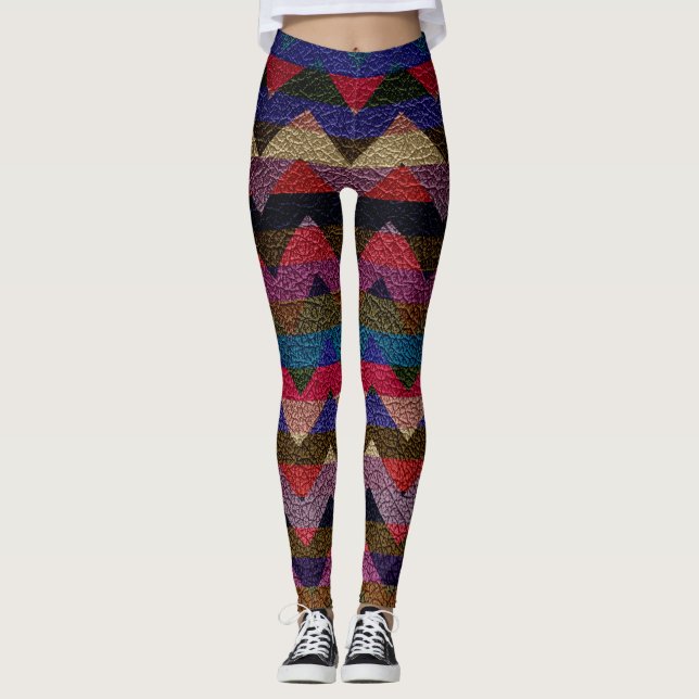 Leggings Cuir moderne Chevron coloré #18 (Devant)