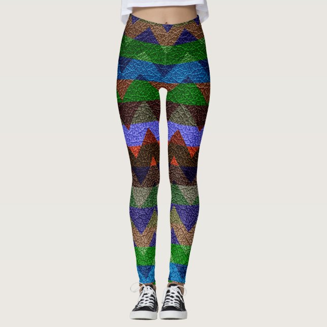 Leggings Cuir moderne Chevron coloré #19 (Devant)
