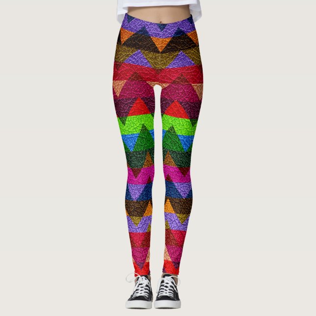 Leggings Cuir moderne Chevron coloré #21 (Devant)