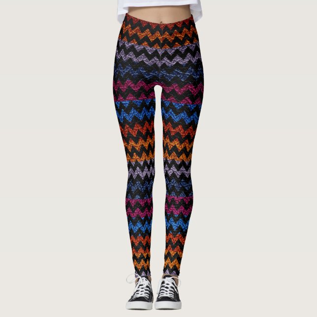 Leggings Cuir Moderne Chevron Coloré #23 (Devant)