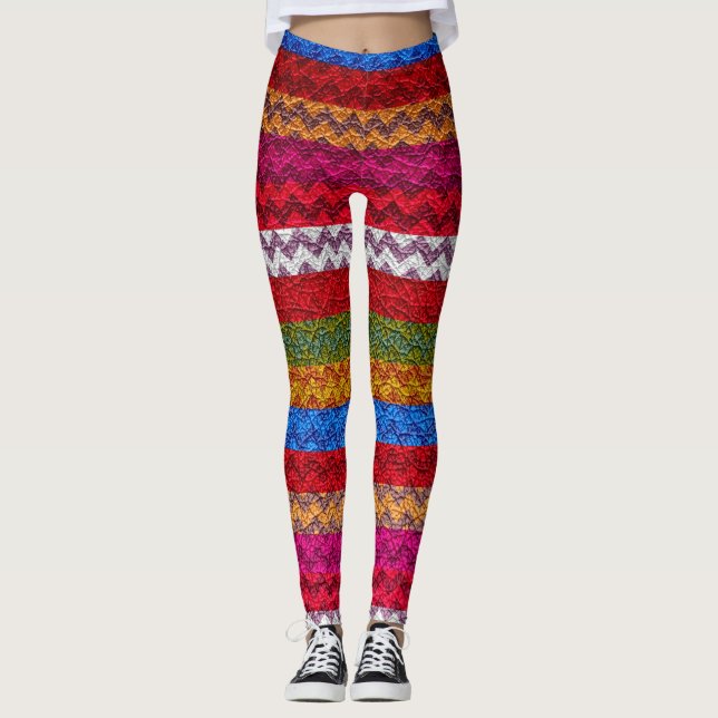 Leggings Cuir moderne Chevron coloré #24 (Devant)