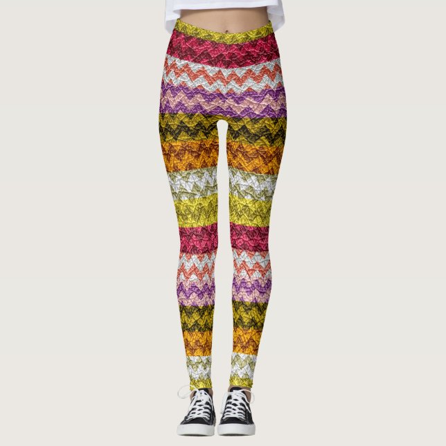 Leggings Cuir Moderne Chevron Coloré #27 (Devant)