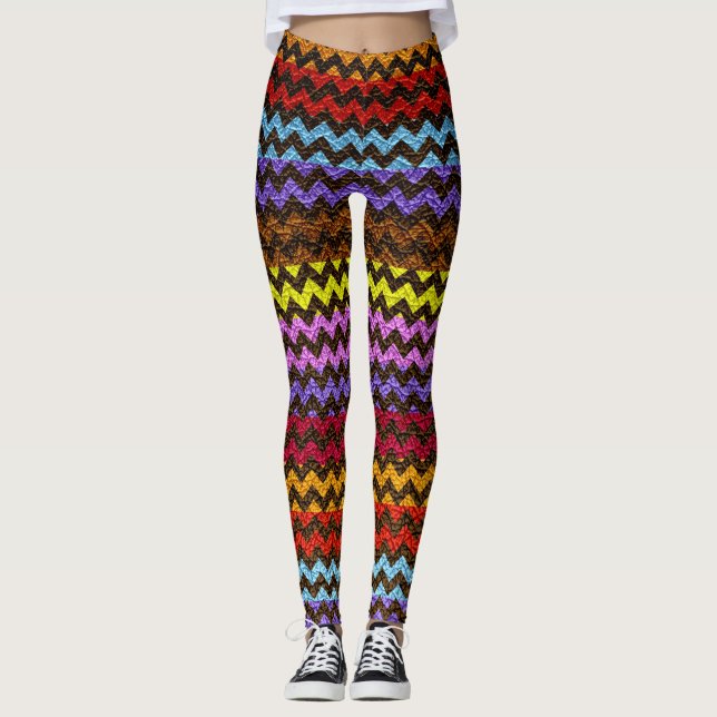 Leggings Cuir Moderne Chevron Coloré #30 (Devant)