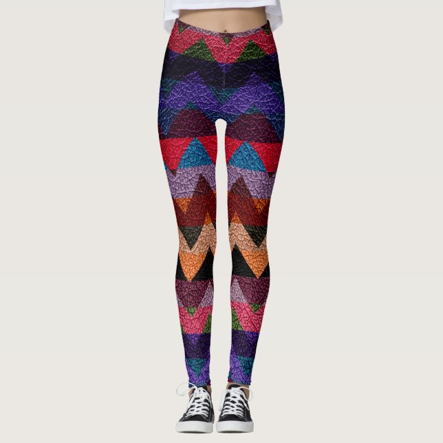 Leggings Cuir moderne Chevron coloré #9 (Devant)