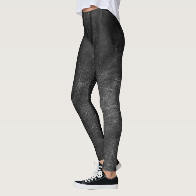 Leggings cuir noir patiné (Gauche)
