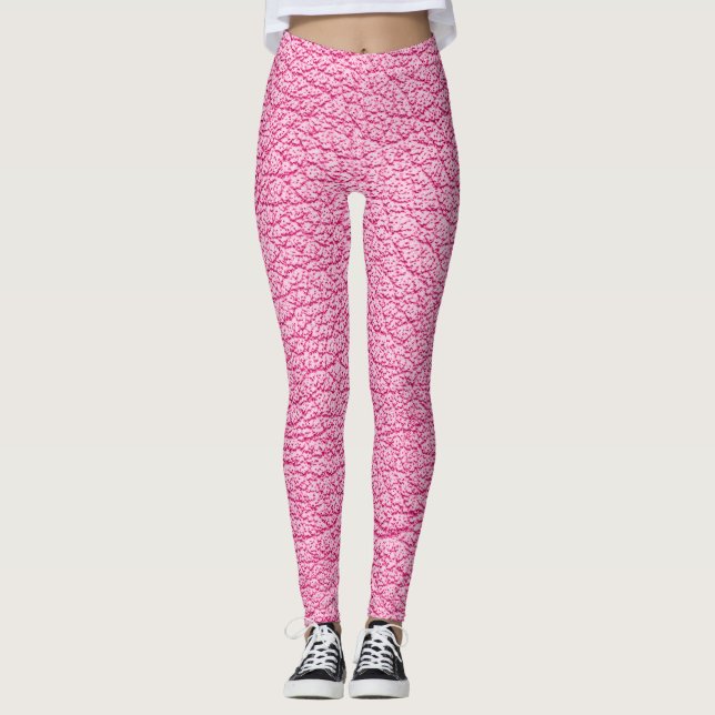 Leggings Cuir rose gros plan, arrière - plan texturé. (Devant)
