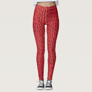 Leggings Cuir rouge d'alligator de Faux