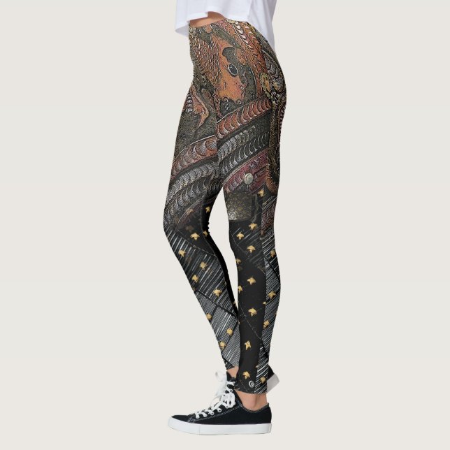 Leggings Cuir samouraï impérial gravé (Gauche)
